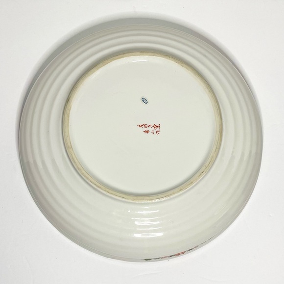 Imari Ware Porcelain Shallow Bowl Hand Painted Gold Gilded Flowers Japan w/stand - Picture 7 of 8